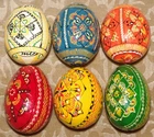 6 Hand Painted Wood Easter Eggs. Ukrainian Art Egg