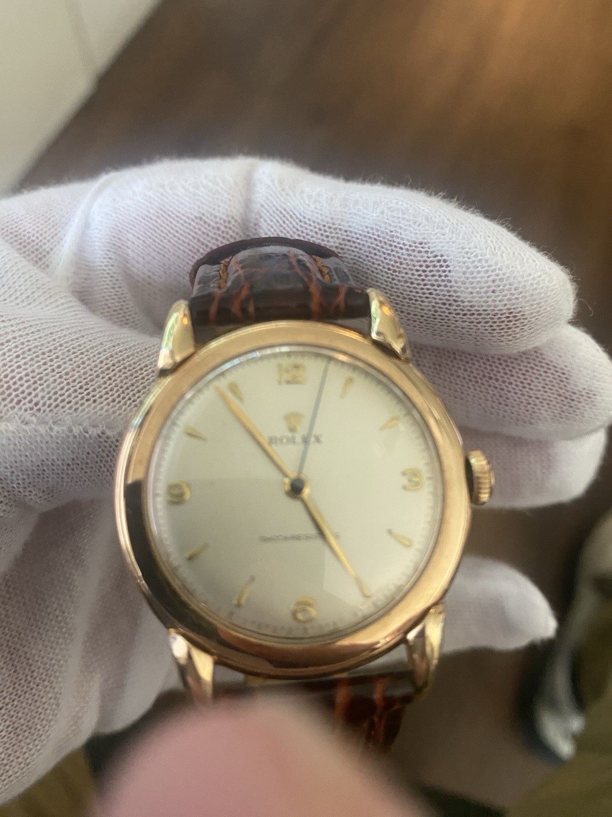 Vintage Rolex Jumbo 10K Rose Gold Men's Hand Wind Watch