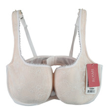 Rosme Lingerie Bra Women's 46H Nude Floral White Lace Underwire Lightly Lined