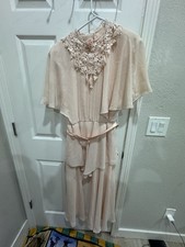 Vtg. Ursula of Switzerland dress elegant chiffon pearls Mother of the Bride 9/10