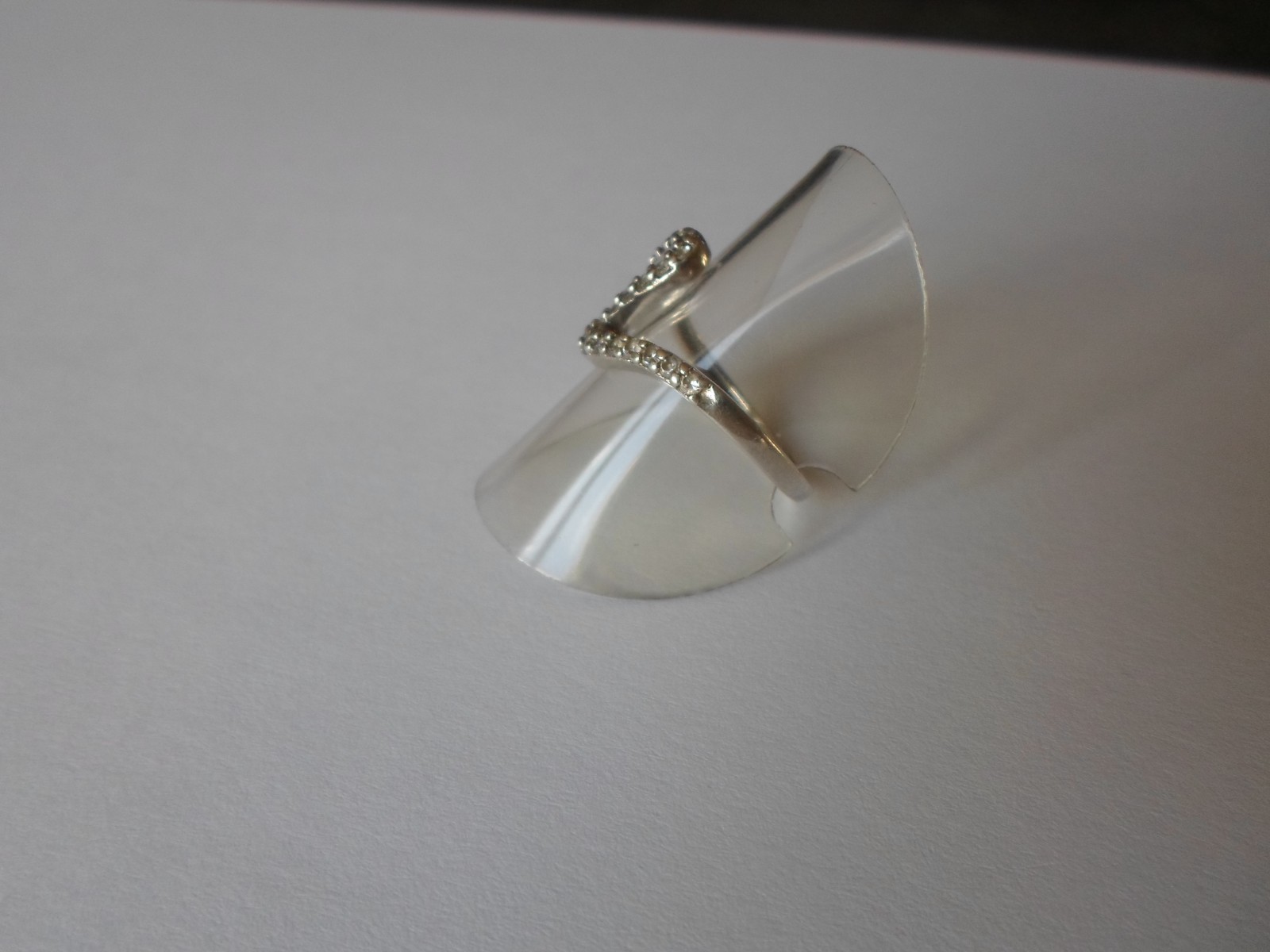 solid silver ring, zirconium paved wave, size 56 - image 7