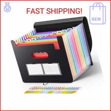 Sooez Accordion File Organizer, 13 Pockets Expanding File Folder, Portable Month