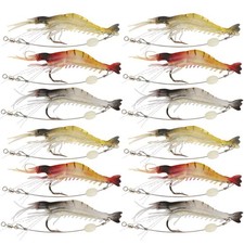 Soft Lures Shrimp Set, Freshwater/Saltwater, Trout Bass Salmon, 12 Piece