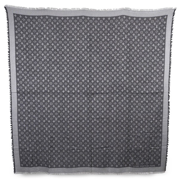 72999 authentischer LOUIS VUITTON Schal schwarz Wolle & Seide MONOGRAM DENIM