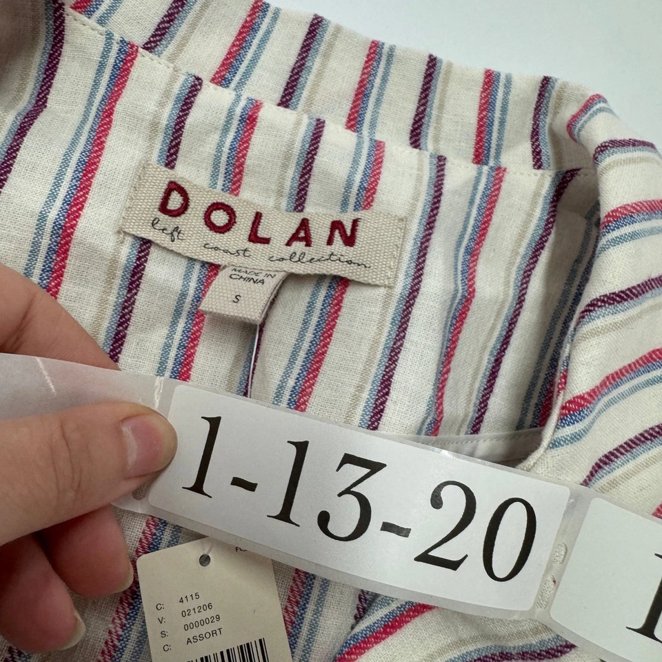 Blazer Anthropologie Dolan Mujer Pequeño Anna Mezcla de Lino Rayas Doble Pecho Foto 4 de 4