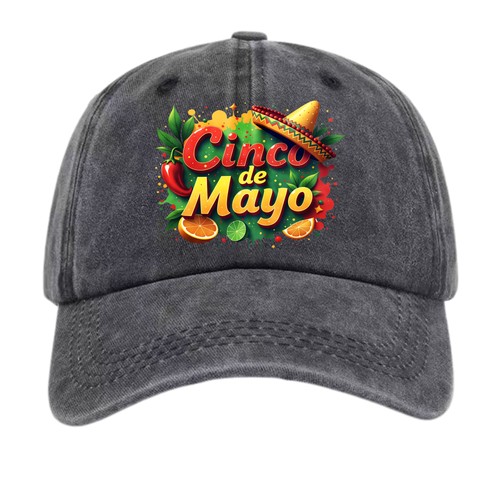 American Cinco De Mayo Party Washed Adjustable Hat Unisex Mexican Holiday Cap