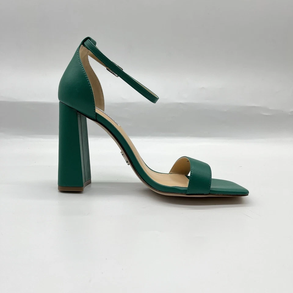 Chaussures Steve Madden Femme Tg 41 Sandales Vert Cuir Très Haut Talon Bloc - Photo 3/4