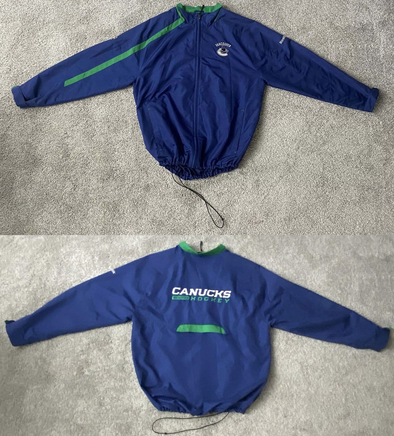 Vancouver Canucks Reebok Center Ice Full Zip Jacket Men’s Large Blue Hockey NHL