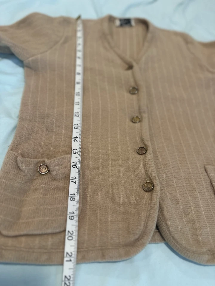 Vintage 40s Womens Dalton Turners Virgin Cashmere Brass Button Cardigan Sweater - Image 4 of 4