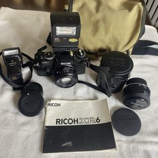RICOH XR-6 35mm SLR FILM CAMERA Includes RICOH lens, TAMRON 2 lens, Flash, Bag