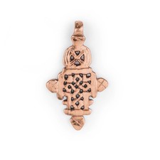 Copper Coptic Cross Pendant 65x36mm Ethiopia African Large Hole Handmade