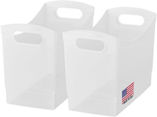 Modern Narrow Organizer Storage Bin, Clear Plastic Household Storage Container f