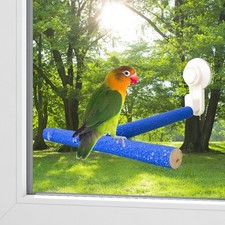 OOXYG Bird Window Perch Stand with Suction Cup for Small 9.8x7.8 inches, blue