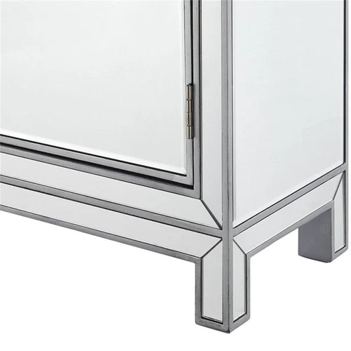 Elegant Decor Reflexion 2 Door Mirrored Nightstand in Antique Silver - Picture 11 of 12