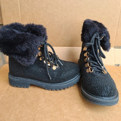 Report Emery Girl's Winter Booties Black Beaded Size 12