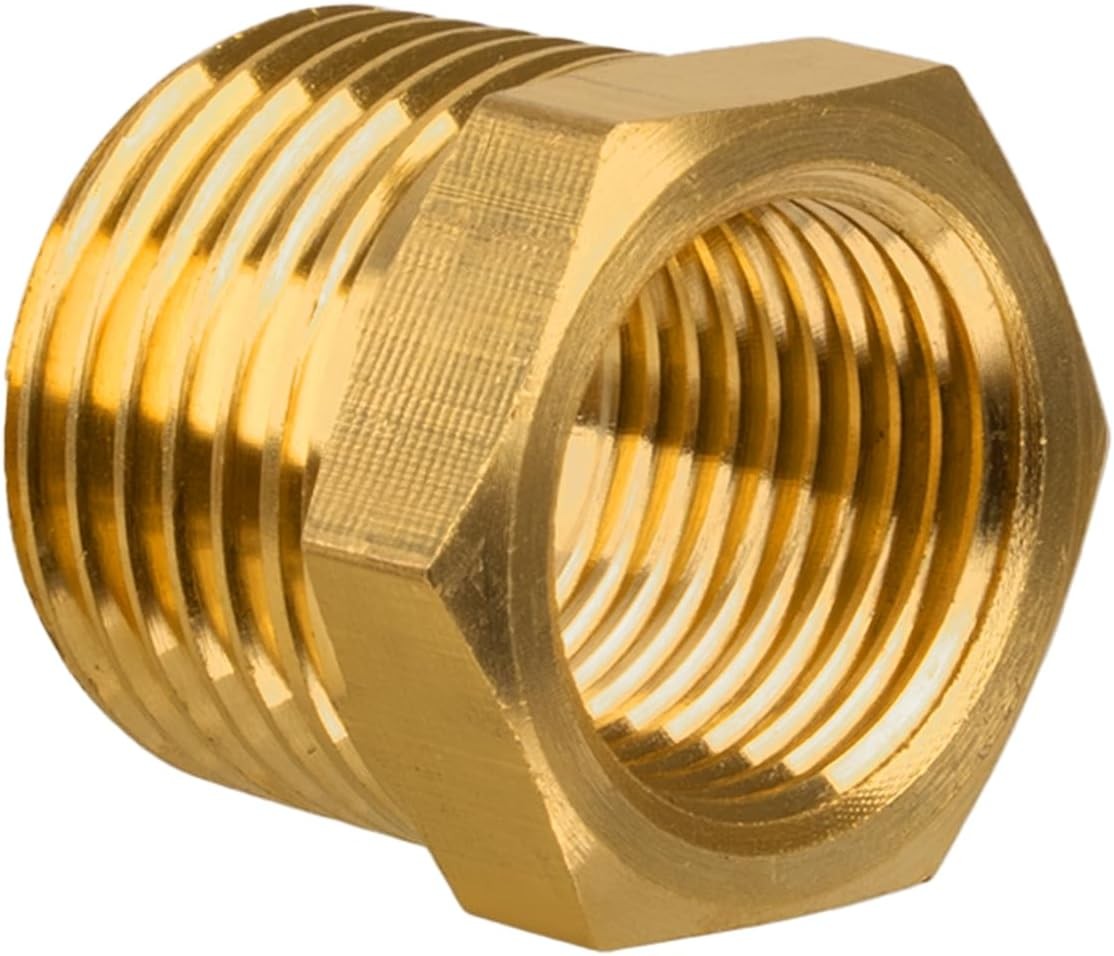 Brass Hex Bushing NPT Reducer 1/4" Male to 1/8" Female 1200 PSI 1 Pack #NEW