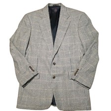 Vintage Tommy Hilfiger Mens 40L Houndstooth Blazer Made in USA Dillard's Black