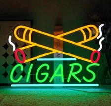 16"x16" Cigars Cigar Cigarette Shop LED Neon Sign With Dimmer USB Powered Light