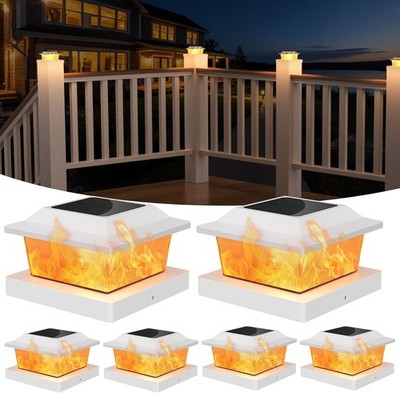 Solar Post Cap Lights, 6 Pack Outdoor Flickering Flame Light Fit for 3.5X3.5 4X4