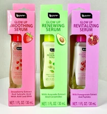 B-pure Glow Up  Serum Collection, Revitalize, Renew & Smooth Set Of 3