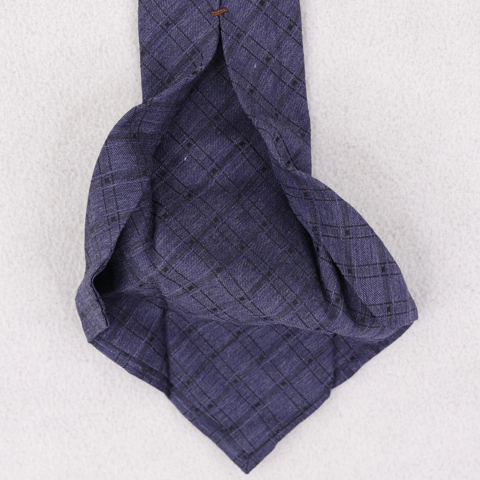 John Varvatos Mainline Silk Blend 7 FOLD Neck Tie Blue Luxury 3" Italy - Image 4 of 4