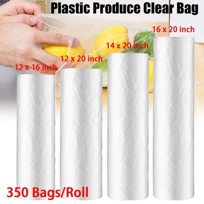 350 Bags on Roll Plastic Produce Clear Bag Kitchen Food Fruit Vegetable Storage