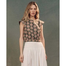 The Great The Midland Top Heirloom Paisley Cotton Trapunto Blouse NWT Size 3 L