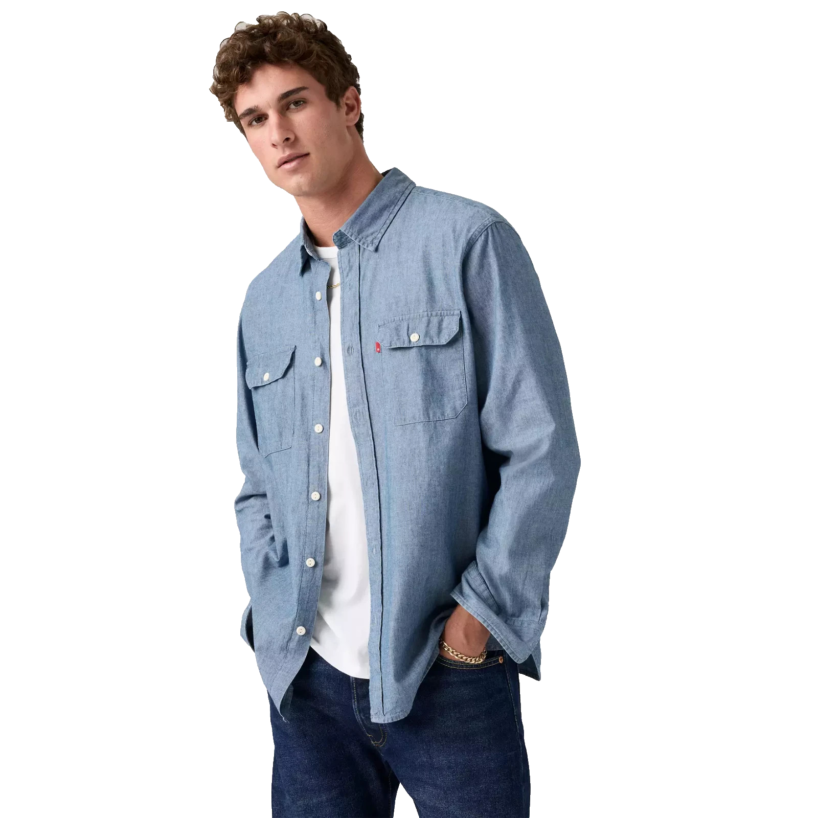 Levi's Class Worker Overshirt Button Down Collared Long Sleeve Denim Blue XXL