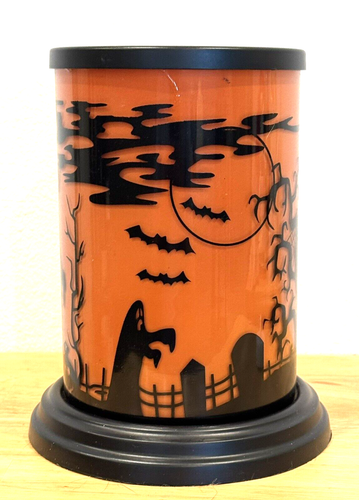 SELTEN RARITÄT GRUSELIG GLAS HALLOWEEN SPUKHAUS HURRIKAN KERZENHALTER MIT SOCKEL - Bild 2 von 6