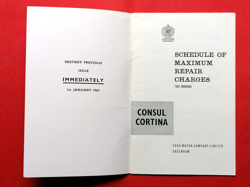 Ford Cónsul Cortina Mk1 1962-64 Manual de programación de cargos de reparación - ¡Excelente! - Imagen 2 de 7