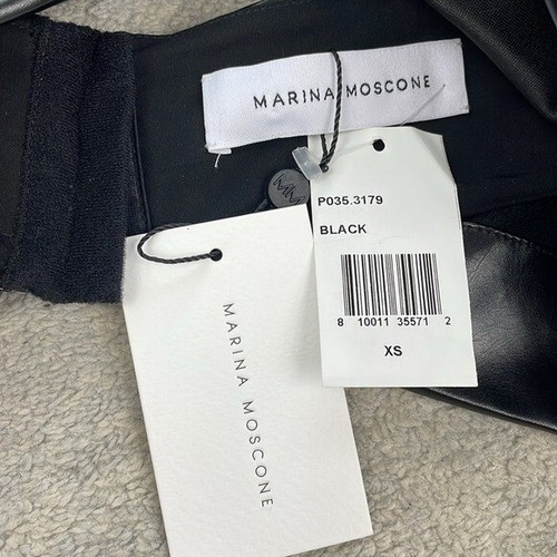 NWT Marina Moscone Twist Bralette Vegan Faux Leather Black Sz XS - Picture 8 of 16