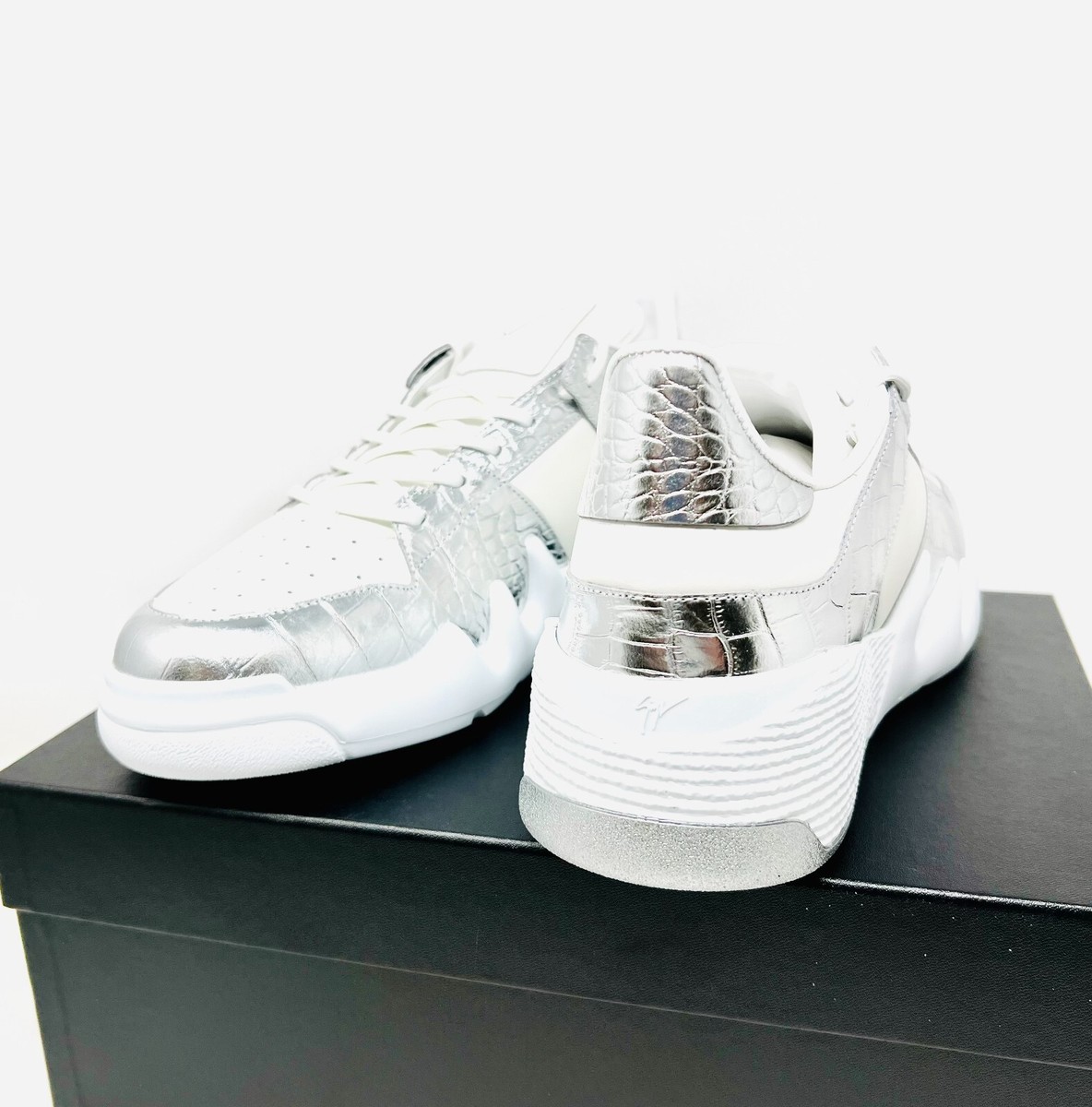 GIUSEPPE ZANOTTI Birel Vague Bianco White & Silver Croc Leather Mens Sneakers GIUSEPPE ZANOTTI Birel Vague Bianco White & Silver Croc 8  main image 2