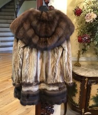  Gorgeous  Shredded mink And Russian Sable With Hoodie , Lightweight Sz M