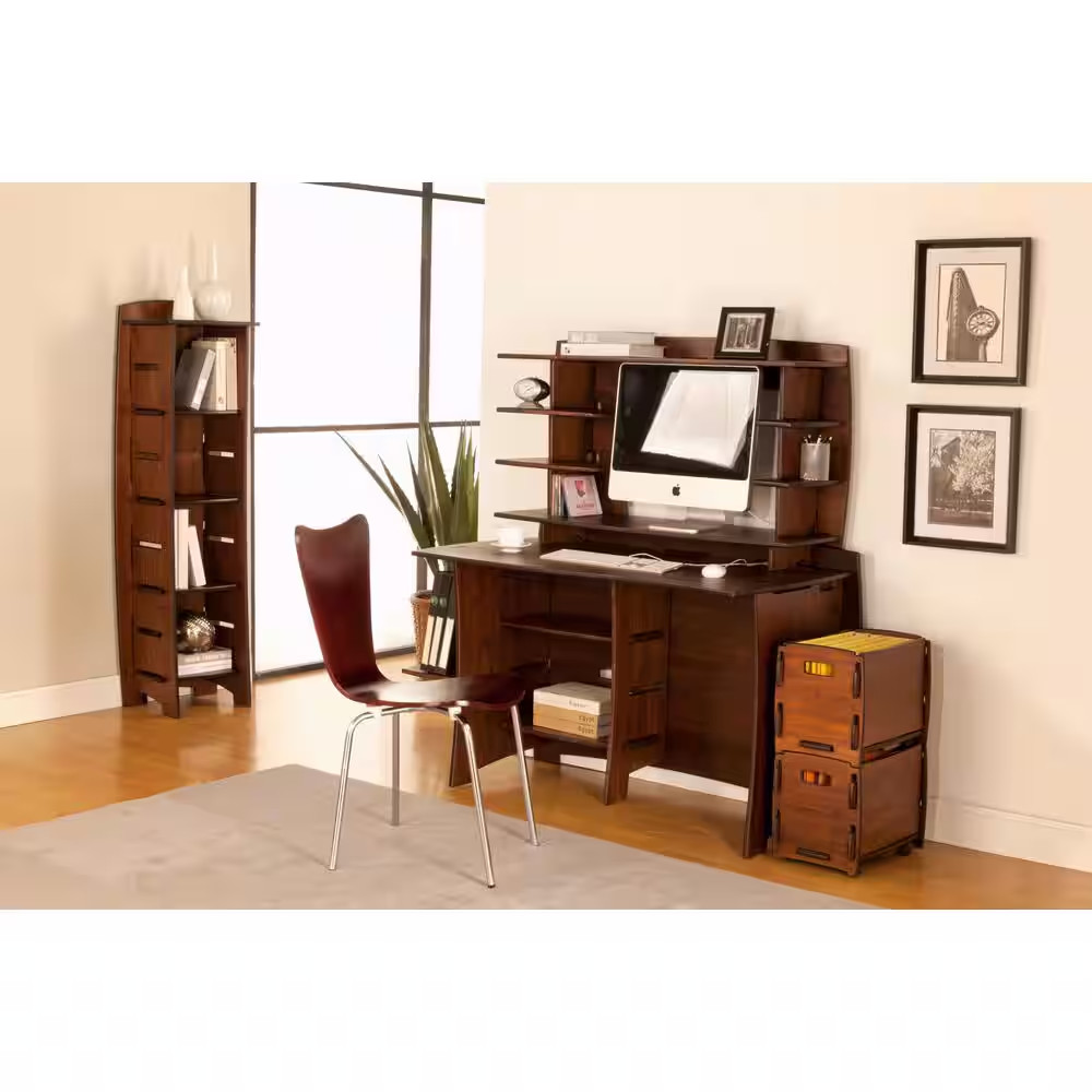 Bent Plywood Expresso Stack Chair with Chrome Plated Metal Legs