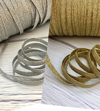 Gold Silver Elastic Flat Cord 1/4 inches DIY Projects Mask New 10 yards