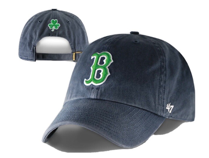 NEW** BOSTON RED SOX ST PATRICKS DAY NAVY SHAMROCK HAT CAP BY '47