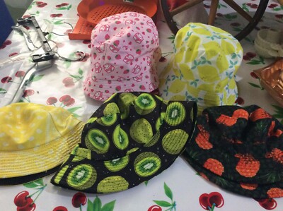 Big Bucket Hats Caps Sun Shade Adult Unisex Lemons Kiwis Pineapple Strawberry 5p