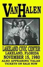 VAN HALEN REPLICA 1980 CONCERT POSTER
