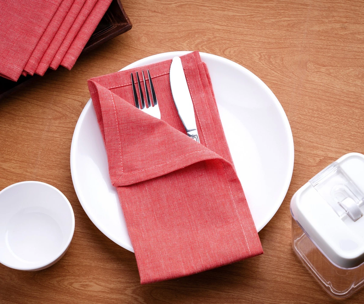 All Cotton and Linen Cloth Napkins, Cotton Napkins, Dinner Napkins, Red Cloth Napkins, Table Decor Set of 6, 20 inchx20 inch, Size: 20 x 20