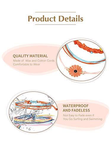  21 Pieces Surfer Wave Bracelet Ocean Wave Adjustable Waterproof Ocean Style