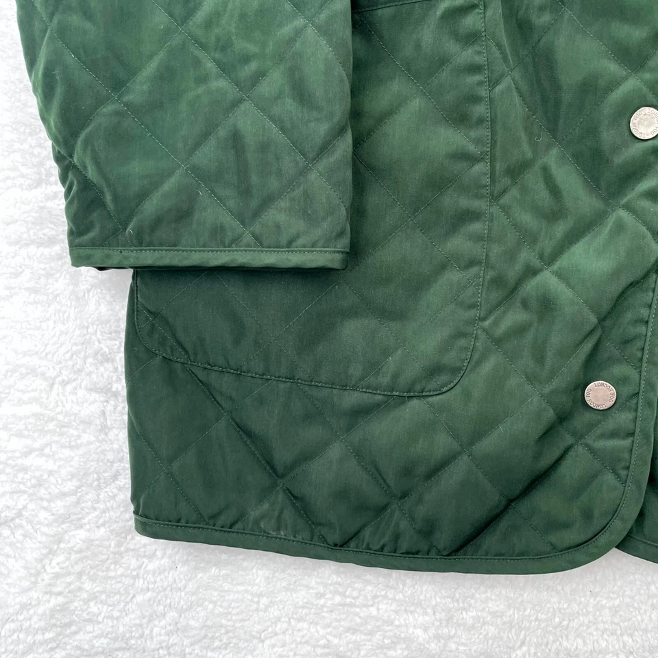 London туман куртка женщин средний зеленый выстеганный Chore амбара пальто с подкладкой Snap спереди - Изображение 3 из 4