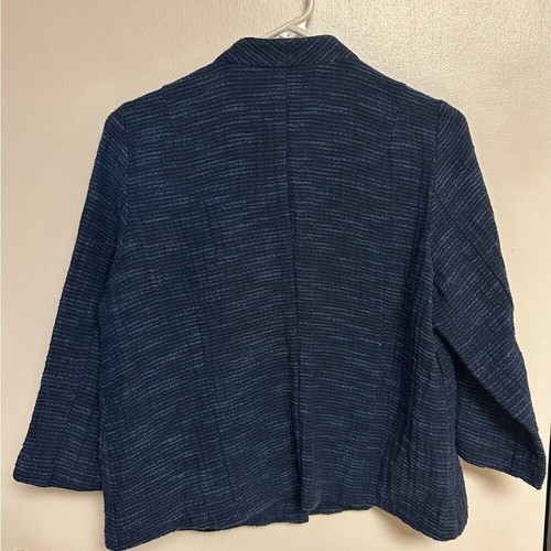 Eileen Fisher Textured Cotton Mandarin Collar Boxy Jacket • Retro 60s sz PM - Picture 6 of 9