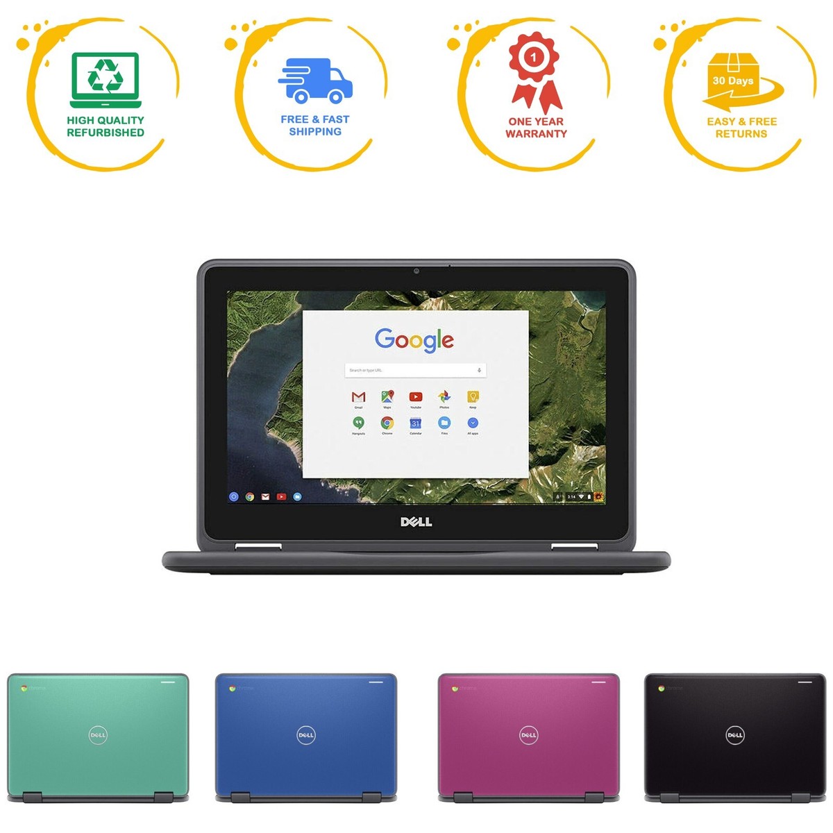 Dell Chromebook 11 2-in-1 Touchscreen Intel 2.48 GHz 4GB Dell Chromebook 11 2-in-1 Touchscreen Intel 2.48 GHz 4GB