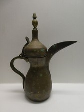 ANTIQUE EASTERN TURKISH EMBOSSED BRASS JUG EWER TEAPOT COFFEE POT