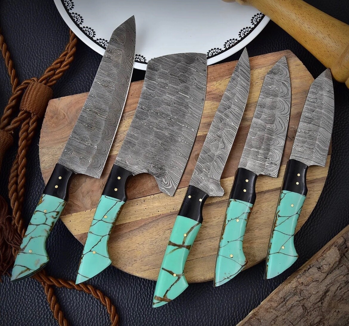 Knife Set Chef Kitchen Damascus Knives custom Handmade STEAK Blade Boning x135-image