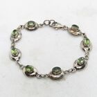 Sterling Silver 925 Peridot Linked Bracelet 7" K6748