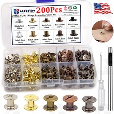 100 Set Chicago Screws for Leather Assorted 5 Color M4 Leather Rivets Screw Kit