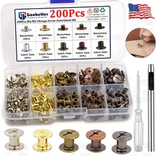 100 Set Chicago Screws for Leather Assorted 5 Color M4 Leather Rivets Screw Kit