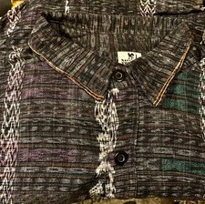 Guatemala Woven Ethnic Maya Textile Shirt L Charcoal