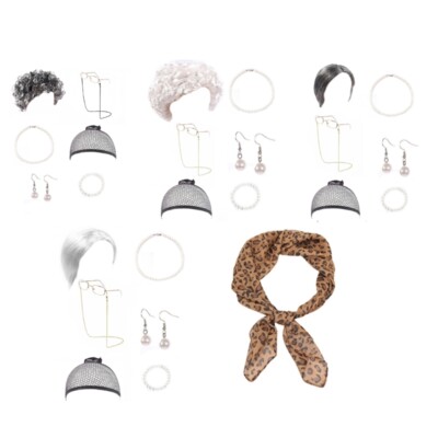 Old Lady Wigs Costume Set Grannys Costume Grandma Grannys Wigs Old Lady Costume